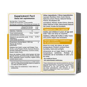 Pastillas para la tos sin azúcar 18 cuentas Pack de 6